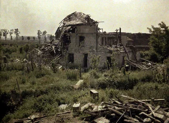 The Boevre farm building in ruins, Soissons, Aisne, France, 1917